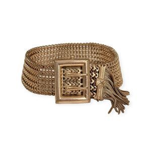 Vintage Victorian Gold Tone Belt Motif Bracelet